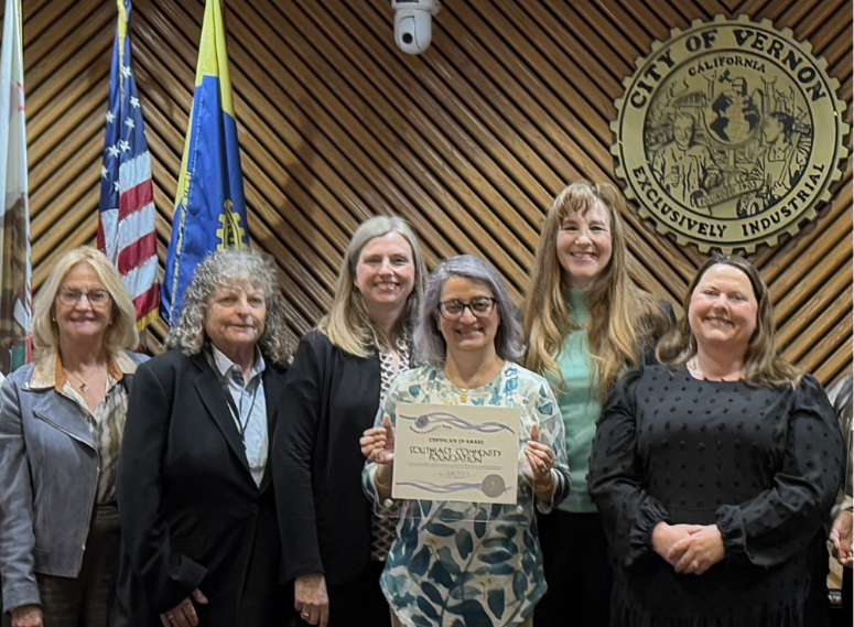 Southeast Community Foundation was recognized at a City of Vernon City Council meeting in support of our mission to promote positive social and academic development of disadvantaged youth in the Vernon Area.