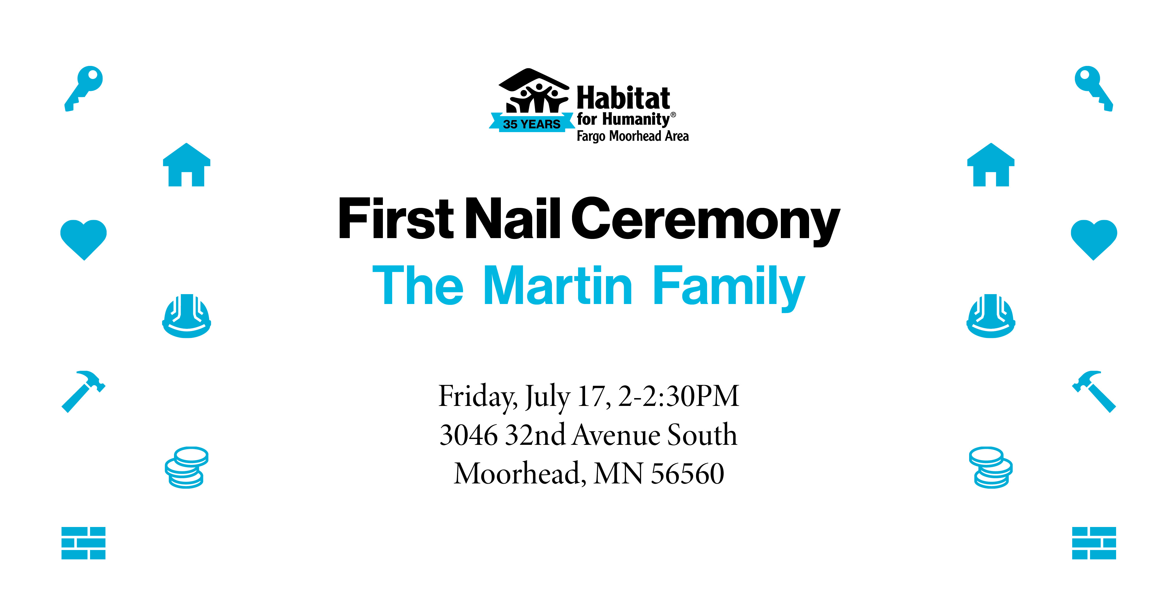 Link to the Facebook event for the Chris Martin Family's First Nail Ceremony held at 2PM on Friday, July 17.
