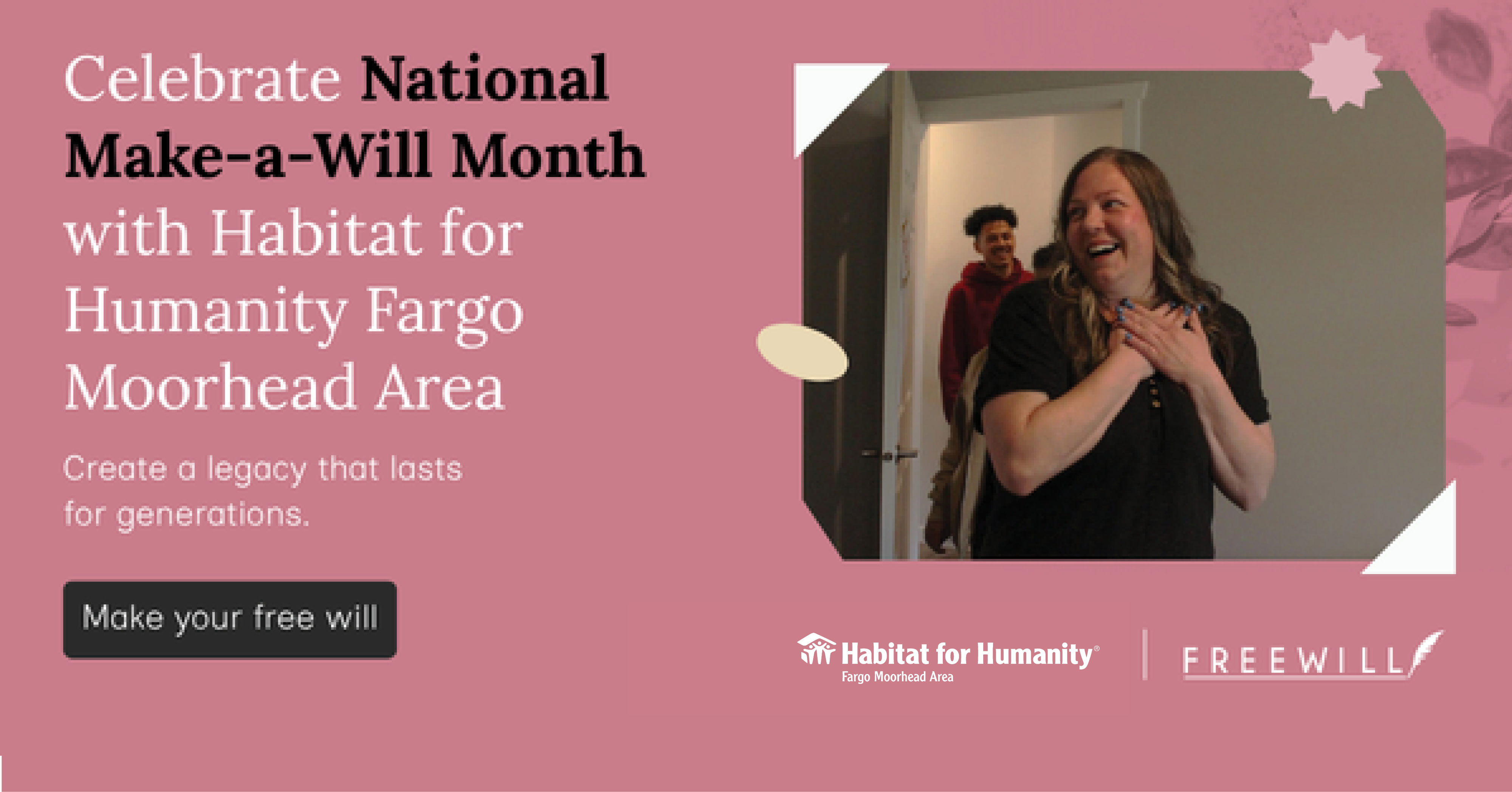 Link to the Habitat FM's FreeWill Donation page.