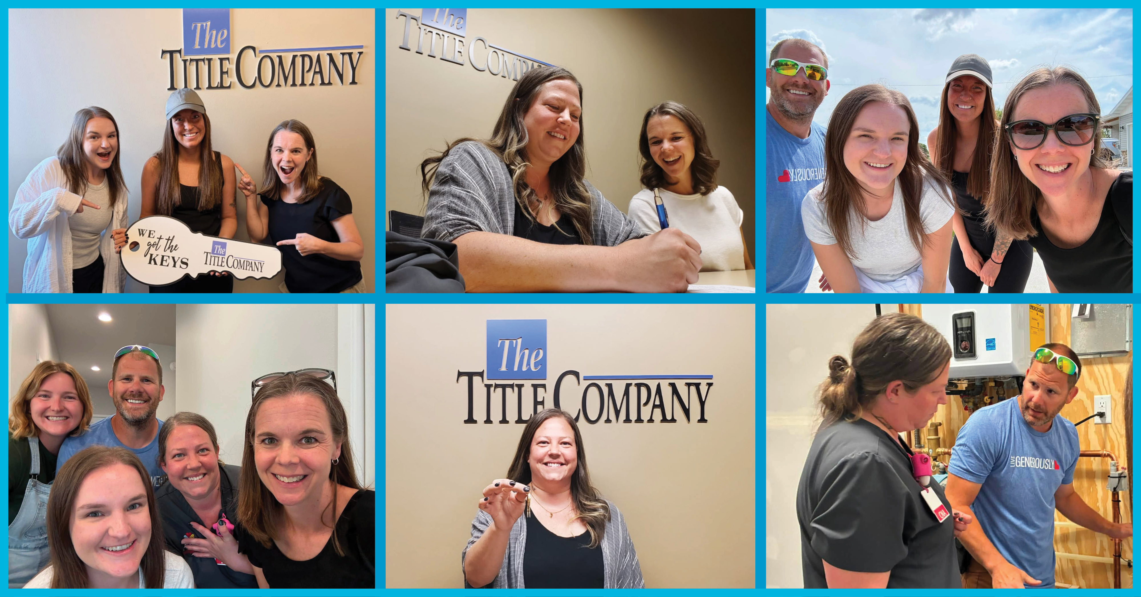 A collage showing Habitat FM homebuyers Katie and Amber closing on their new homes.